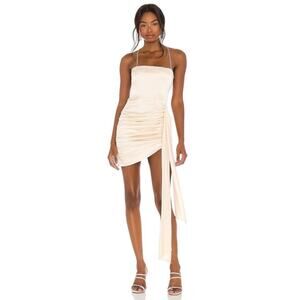 NWT $188 Camila Coelho Carlota Mini Dress XS Vanilla Draped Asymmetrical Satin